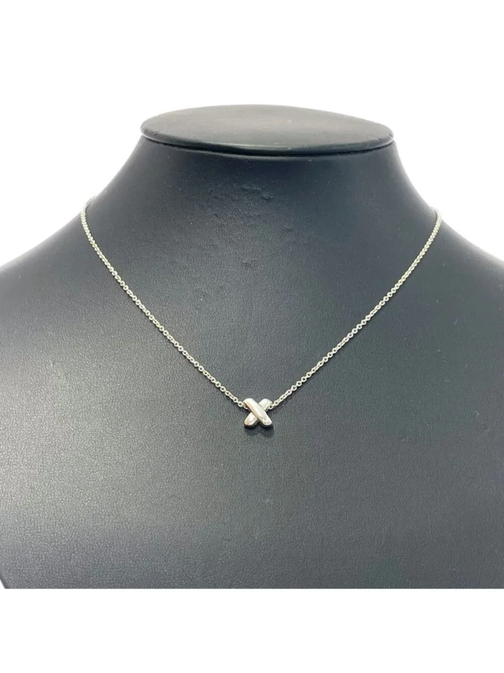 Tiffany & Co Silver Cross Stitch Mini Pendant Necklace